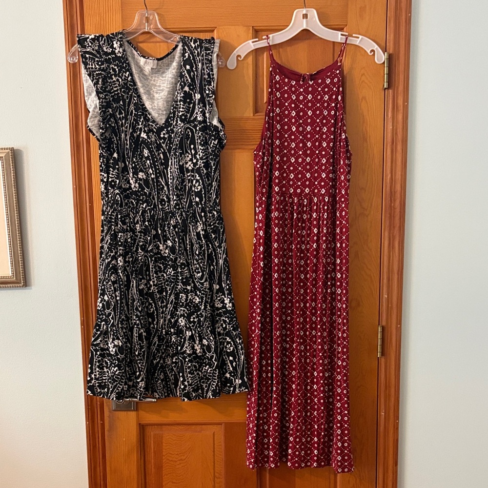 Ann Taylor Black and Red Midi Dresses
